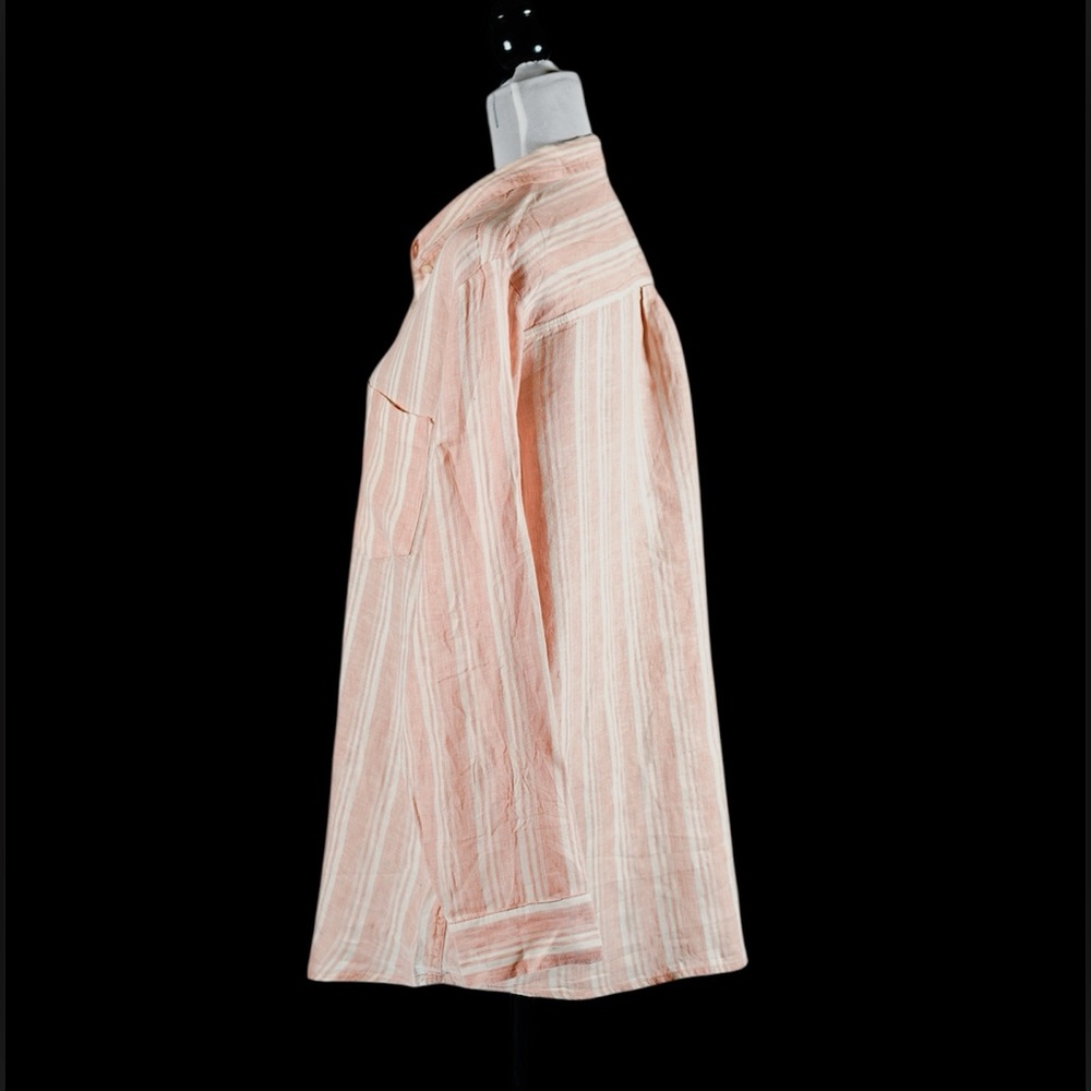Gap Pink Stripe 100% Linen Boyfriend Shirt – Size L - Picture 5 of 13